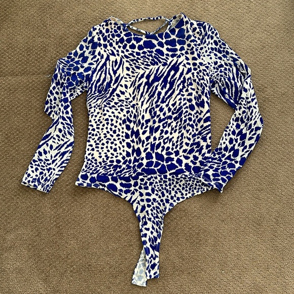 River Island Devore strappy back bodysuit on cobalt - Picture 5 of 7